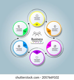 Presentation business infographic template circle colorful with 6 step