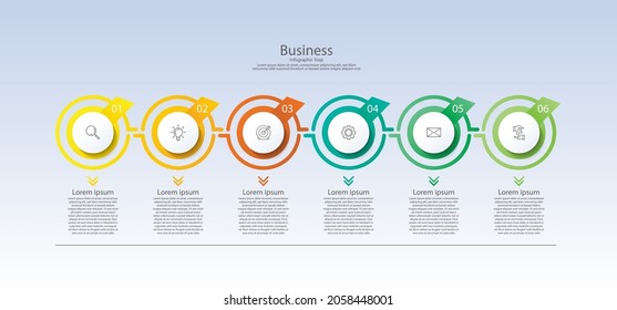 Presentation business infographic template circle colorful with 6 step