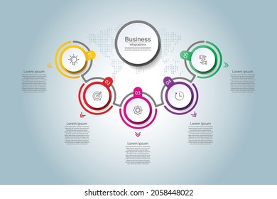 Presentation business infographic template circle colorful with 5 step