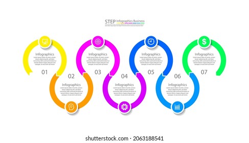 Presentation business infographic template circle colorful with 7 step