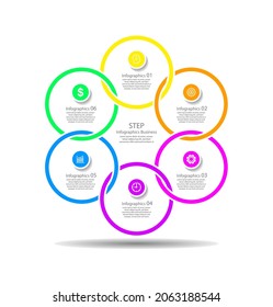 Presentation business infographic template circle colorful with 6 step