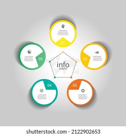 Presentation business infographic template circle colorful elements with 5 step
