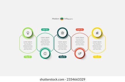 Presentation business infographic  
template circle design with 5 step