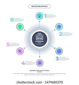 Presentation business infographic template in circular shape with 6 options. Vector illustration.