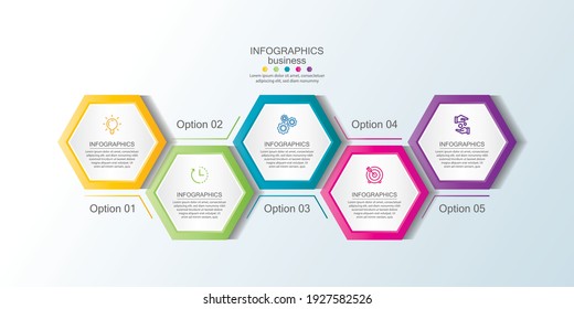 Presentation business infographic template colorful with 5 step