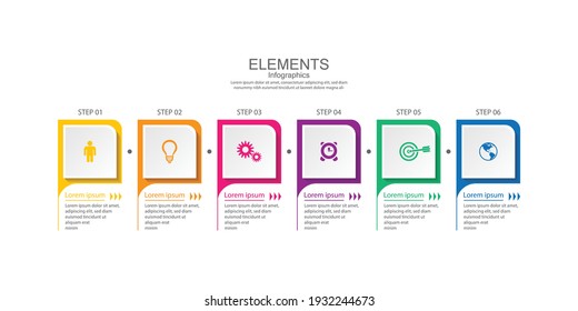 Presentation business infographic template colorful with 6 step