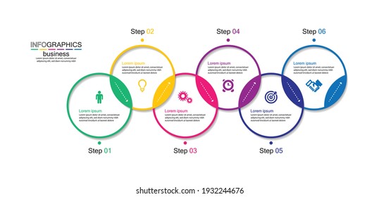 Presentation business infographic template colorful with 6 step