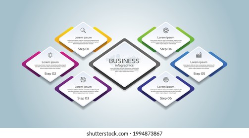 Presentation business infographic template colorful with 6 step