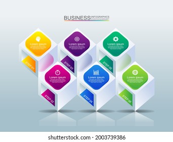 Presentation business infographic template colorful with 6 step