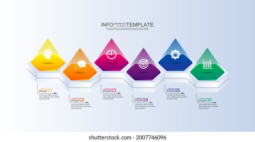 Presentation business infographic template colorful with 6 step