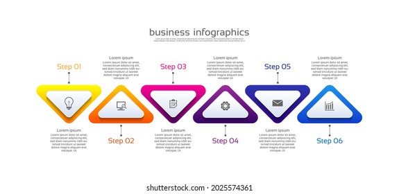 Presentation business infographic template colorful with 6 step