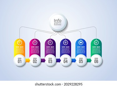 Presentation business infographic template colorful with 6 step