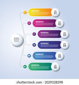 Presentation business infographic template colorful with 6 step