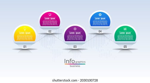 Presentation business infographic template colorful with 5 step