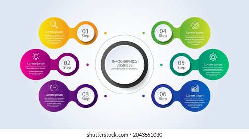 Presentation business infographic template colorful with 6 step