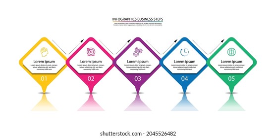 Presentation business infographic template colorful with 5 step