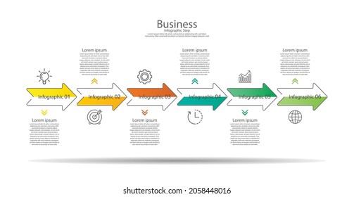 Presentation business infographic template colorful with 6 step