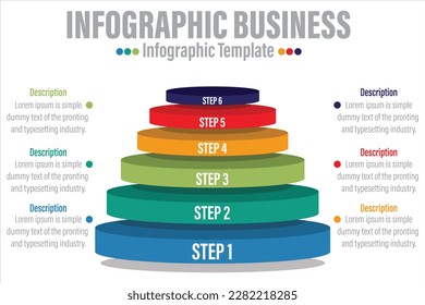 Presentation business infographic template colorful with 6 step or six option