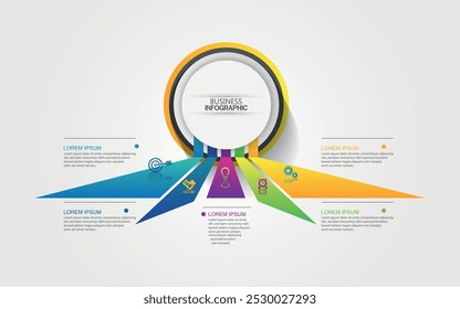 Presentation of business infographic template colourful with five step or options