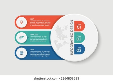 Presentación diseño de plantillas de infografía de negocios con 3 pasos
