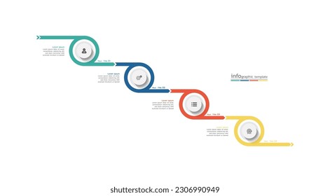 Presentación diseño de plantillas de infografía de negocios con 4 pasos