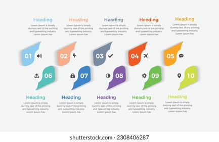 Presentation business infographic template design with 10 options. Business infographic presentation with label number and icon for workflow