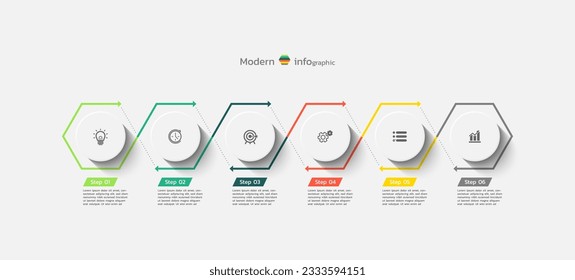 Presentation business infographic  
template design with 6 step