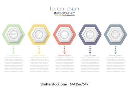 Presentation business infographic template with five options. Vector illustration.