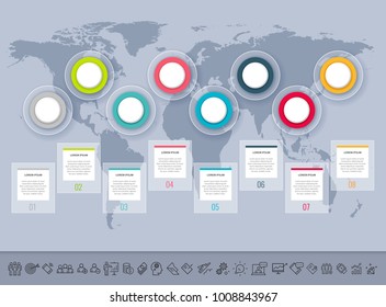 Presentation business infographic template with icons set. Can be used for workflow layout, diagram, annual report, web design. Business concept with 8 options, steps or processes.