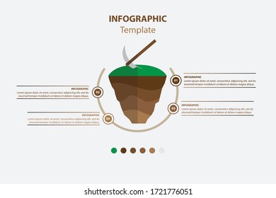 Presentation business infographic template with mine design with 4 options or steps as layers of ground. Used for process diagram, presentations, workflow layout, banner,chart, information graphic.