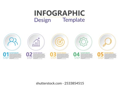 Presentation Business Infographic Template Vector With 5 Steps Or Option And Growth Infographic.