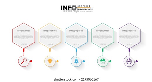 presentation business infographic template wit 5 option or step.