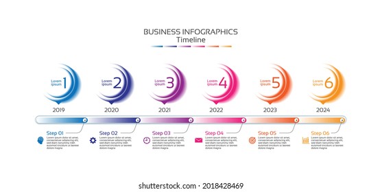 Presentation business infographic timeline circle colorful with 6 step