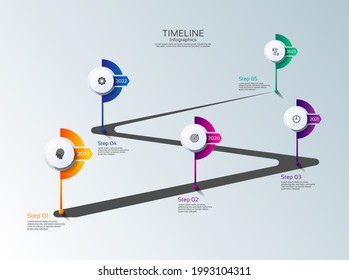 Presentation business infographic timeline colorful with 5 step