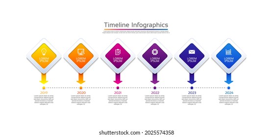 Presentation business infographic timeline colorful with 6 step