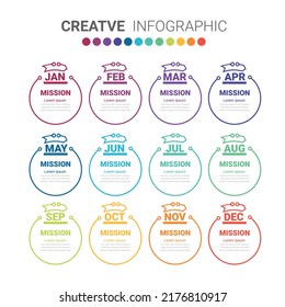 Presentation, Business infographics template for 12 options, steps or processes, can be used for workflow layout, diagram, number step up options.