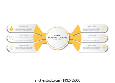 Presentation business infographics template with 6 options. vector illustration
