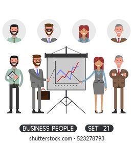 Presentation. Business people set 21.  Office people. Vector