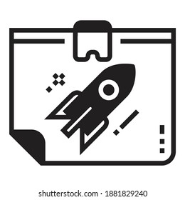 Presentation Business Rocket Growth Flat Icon Isolated On White Background