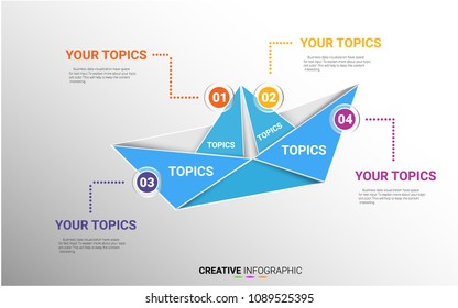 presentation business Ship shape, with 4 step. Vector. can be used for workflow layout, diagram, number step up options, web design, infographics.