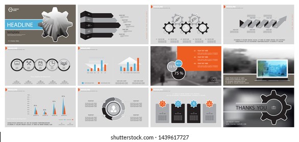 Presentation business template. Vector set, elements of infographics, gray background. Flyer, postcard, corporate report, marketing, advertising, banners. Slideshows, photos, brochures, annual report