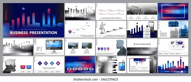 Presentation business template. Vector set, elements of infographics, white background. Flyer, postcard, corporate report, marketing, advertising, banners. Slideshows, photos, brochures, annual report