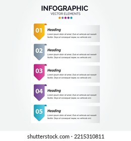 Presentation business Vertical Infographic template with 5 options