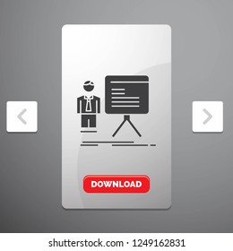 presentation, businessman, chart, graph, progress Glyph Icon in Carousal Pagination Slider Design & Red Download Button