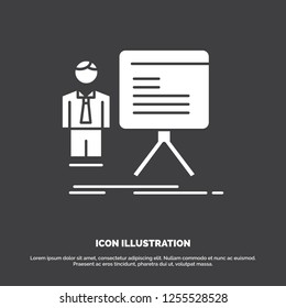 presentation, businessman, chart, graph, progress Icon. glyph vector symbol for UI and UX, website or mobile application