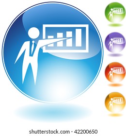 Presentation businessman crystal icon isolated on a white background.
