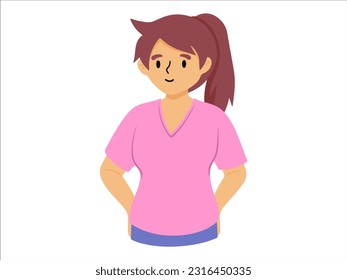 Presentation character Young Female wearing T-shirt