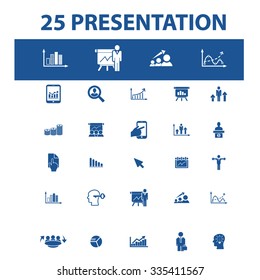 presentation, chart, diagram, growth icons, signs vector concept set for infographics, mobile, website, application

