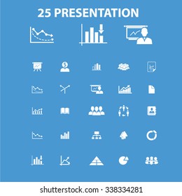 presentation, chart, diagram, growth icons, signs vector concept set for infographics, mobile, website, application
