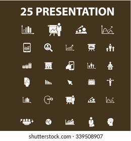 presentation, chart, diagram, growth icons, signs vector concept set for infographics, mobile, website, application
